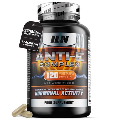 Anti-E Complex for Men  Hormonal & Estrogen Regulation Complex  1 Month Course  Natural Blocker with D Aspartic Acid, Nettle Leaf, Resveratrol (120 Capsules)