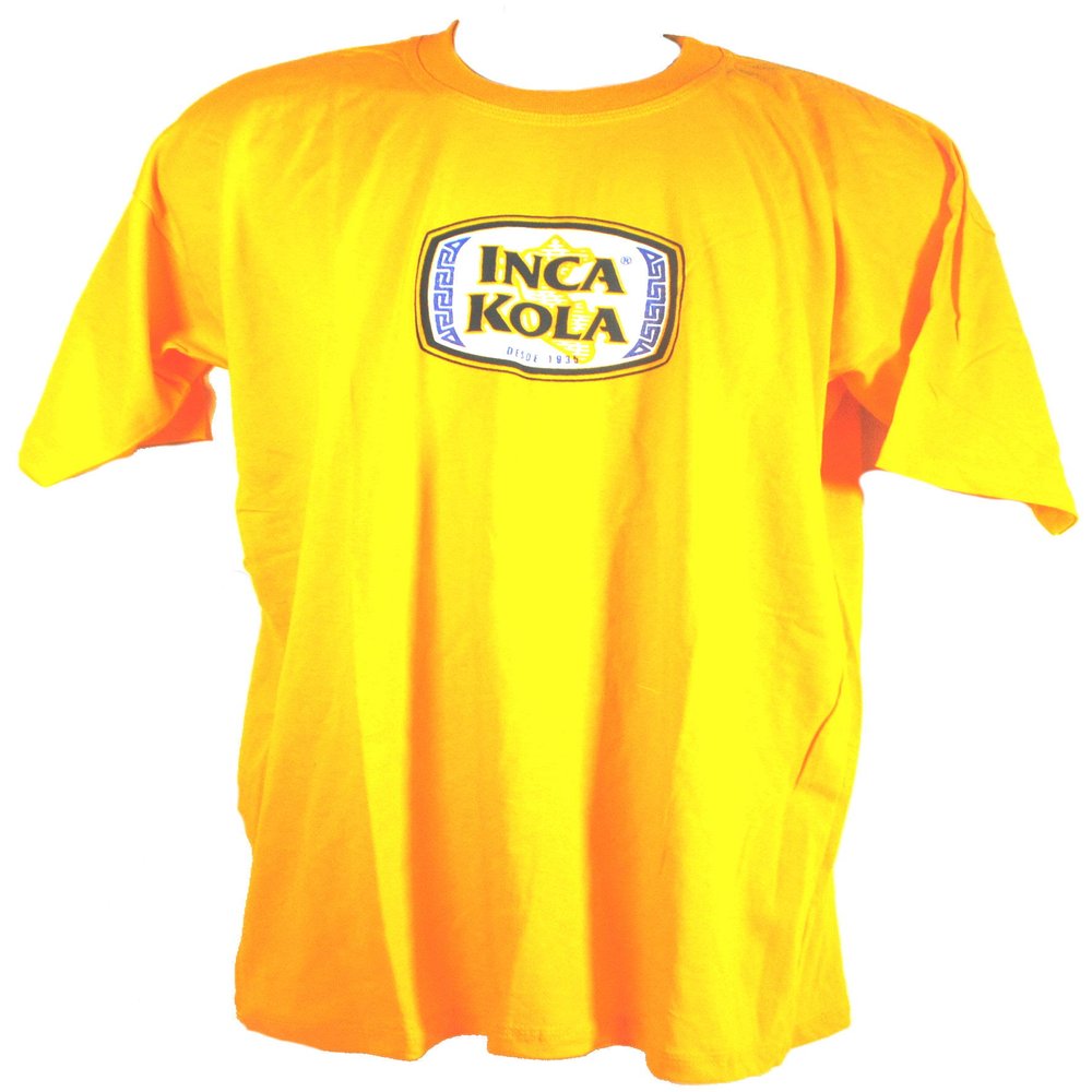 inca kola South American Popular Soft Drinks Brand Tshirt (Large- 44 Yellow
