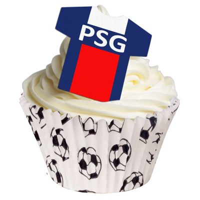 12 X Sugar free cake decorations - Paris Saint Germain FC Football Shirt Wafer Toppers
