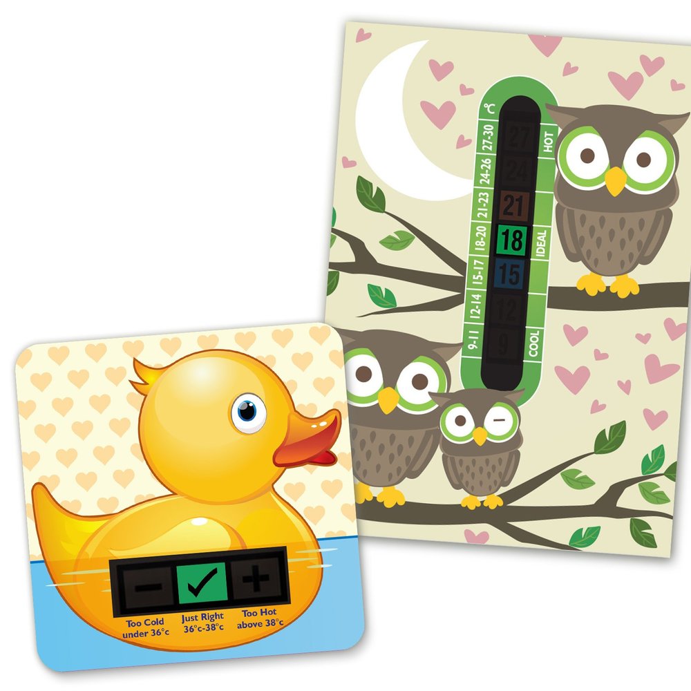 A6 Owl Room Thermometer and Duck Bath Thermometer Set