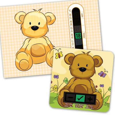 A6 Beige Bear Room Thermometer and Bear Bath Thermometer Set