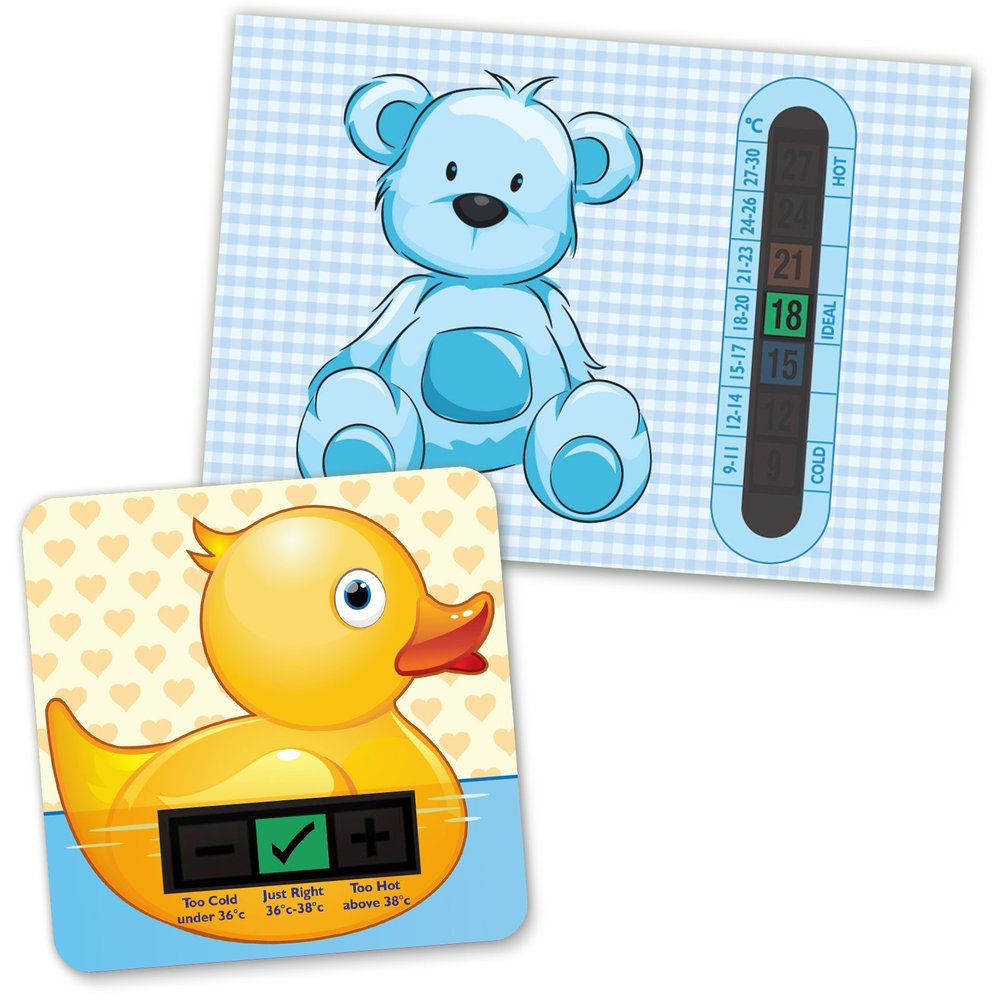 A6 Blue Bear Room Thermometer and Duck Bath Thermometer Set