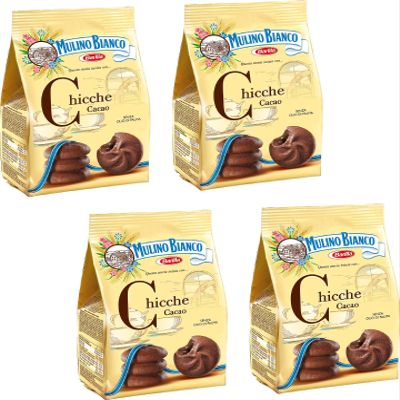 Mulino Bianco: "Chicche" Shortcake filled with cocoa cream - 7.05 Oz (200g) Pack of 4 [ Italian Import ]