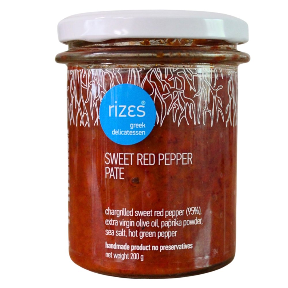 Rizes Greek Delicatessen Sweet Red Pepper Paste 200 g | Handpicked Smoked Pepper Spread | Vegan & Vegetarian Friendly | Gourmet Mediterranean Dip & Sauce