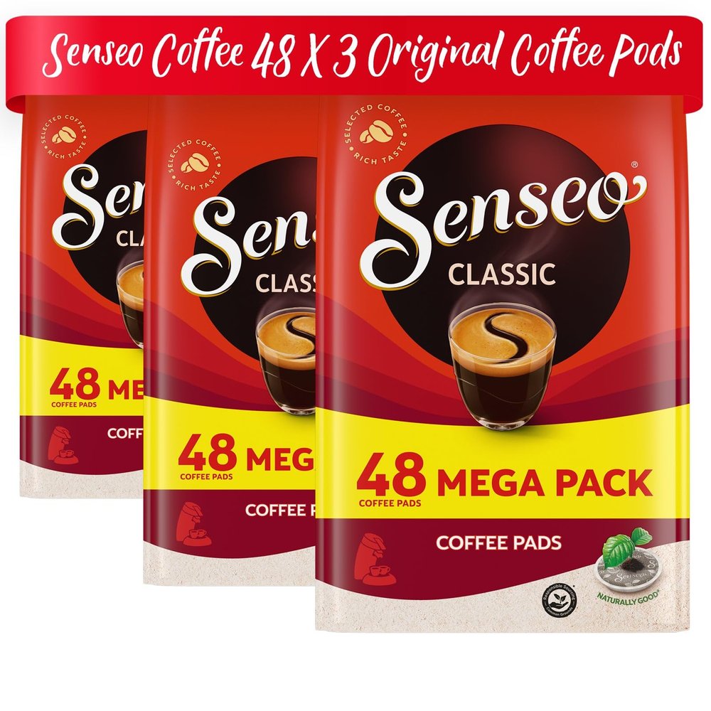 Senseo Coffee Pods Classic, Pack of 3, Intensive, Full Bodied Coffee Flavour 144 Pods