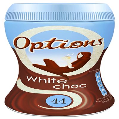 Options White Hot Chocolate Drink 220g (Pack of 6 Jars)