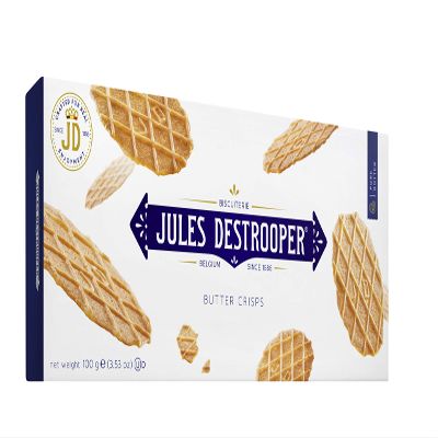Jules Destrooper Butter Crisps, Belgian Butter Biscuit, 100% Natural Ingredients, Perfect Treat for Gift or Hamper, 100 g