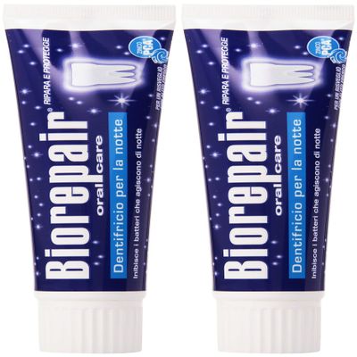 2 pcs biorepair Night Protection Toothpaste 75ml Protect & Repair from Acid Erosion and Plaque Safe for Whole Family