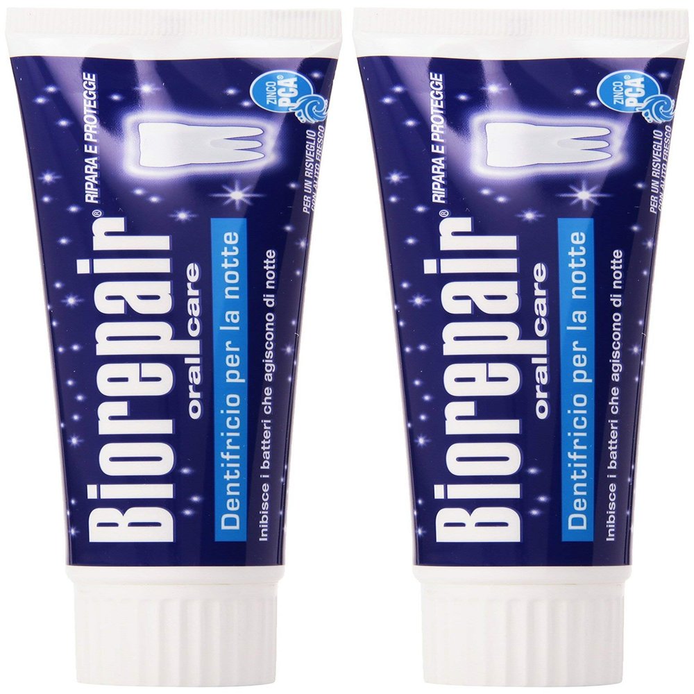 2 pcs biorepair Night Protection Toothpaste 75ml Protect & Repair from Acid Erosion and Plaque Safe for Whole Family