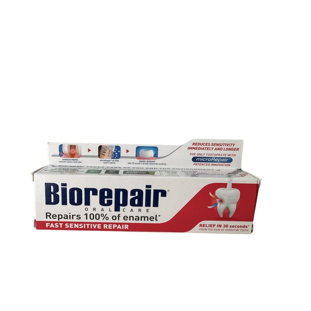 3pcs biorepair Fast Sensitive Toothpaste 75ml (Pack of Three) Protect & Repair from Acid Erosion and Plaque Safe for Whole Family