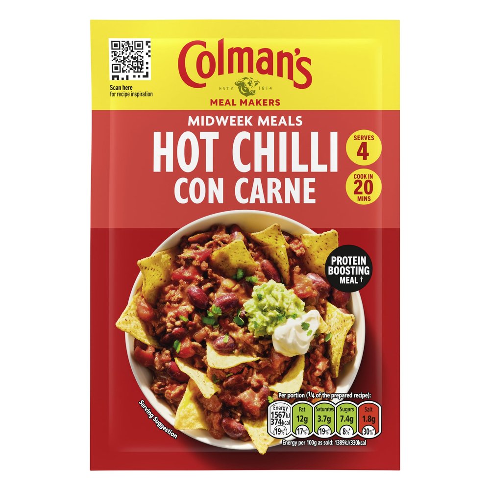 Colman's Midweek Meals Hot Chilli Con Carne Meal Maker mix perfect with white rice for a protein-boosting meal 37 g