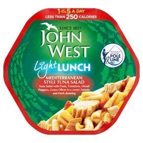 6 X JOHN WEST TUNA LIGHT LUNCH MEDITERR 220g (6 PACK BUNDLE)