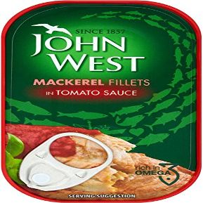 10 X JOHN WEST MACKEREL FILLETS/TOMATO 125g (10 PACK BUNDLE)