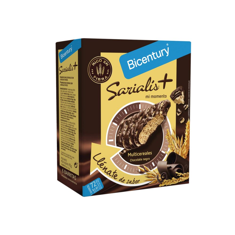 Bicentury - Multicereals bar sarialis - 93g - Chocolate Negro