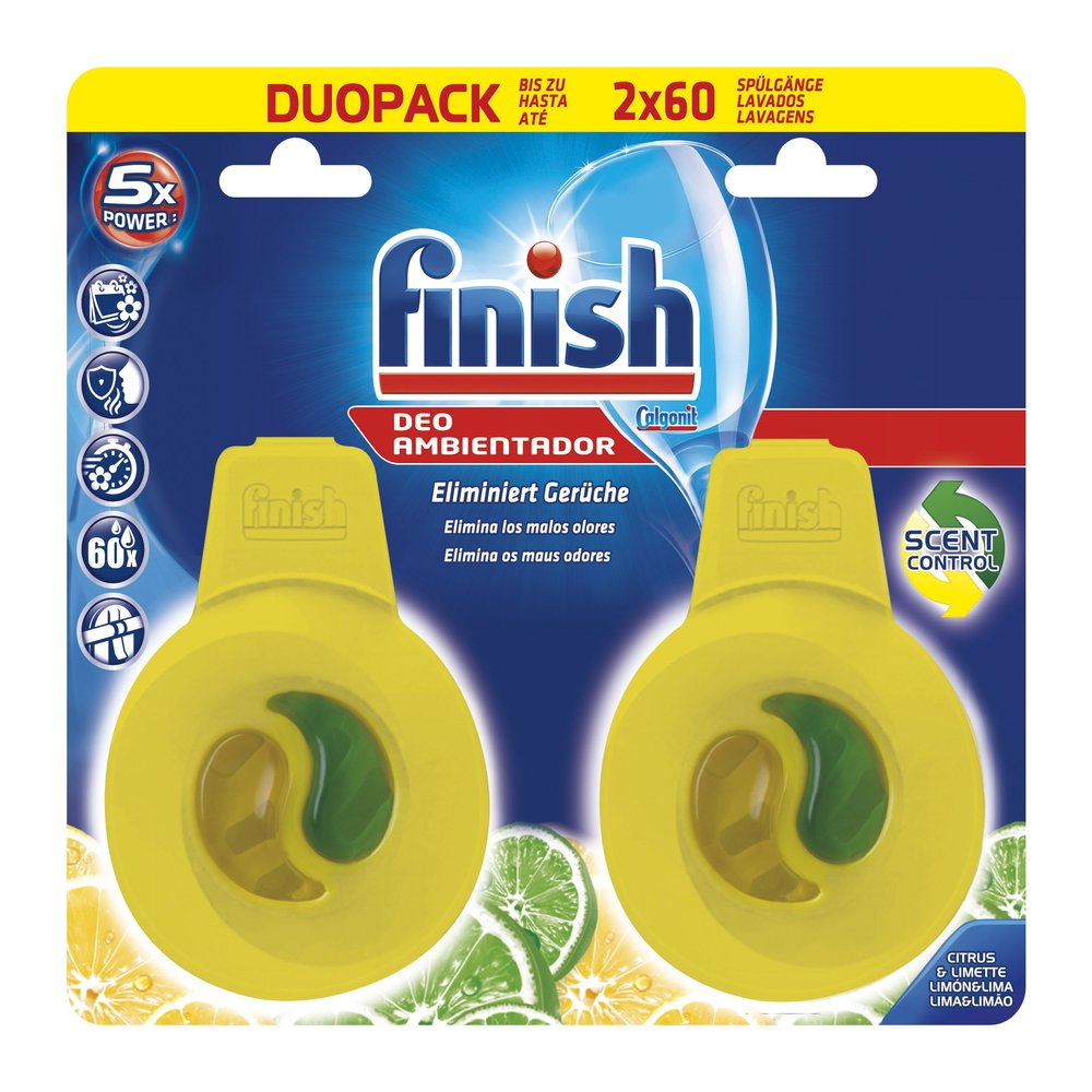Finish Dishwasher Lemon & Lime Freshener, Pack of 2, LAsts upto 60 Washes Each