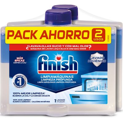 Finish Dishwasher Liquid limpiamaquinas Dishwasher Machine Regular 250 ml Duplo  Package of 2 x 125 ml  Total: 250 ml