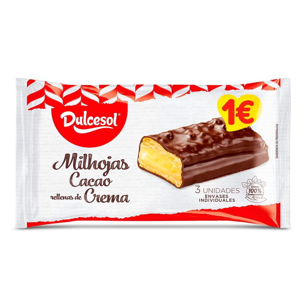Dulcesol - Cream Filled Cocoa Millefeuille - 4 units - 255 g