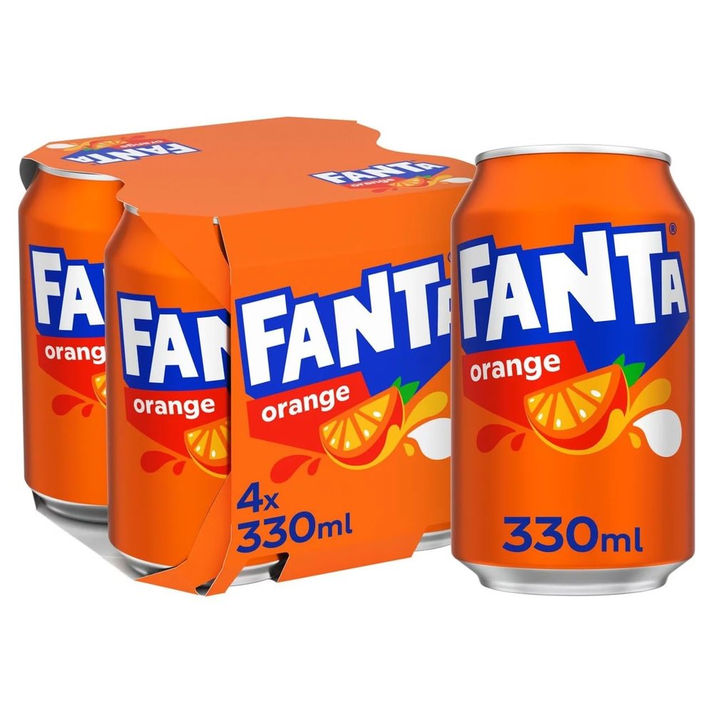 Fanta Soft Drink, Orange, 4 x 330ml