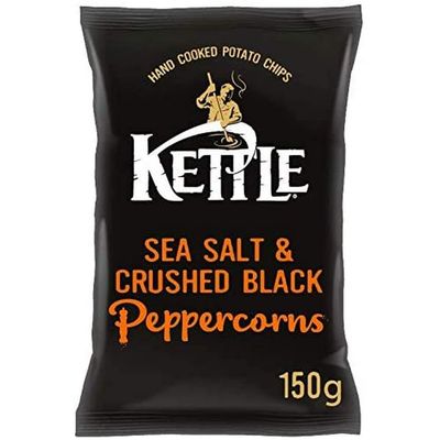 Kettle Chips Chips/Crisps Potato Pepper & Salt Sea Salt & Black Pepper Plastic Bag 1'S 150g X1