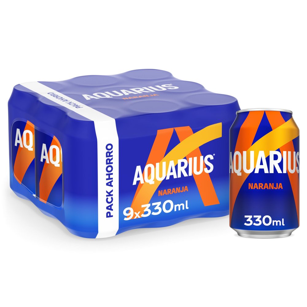 Aquarius Orange 9 x 330 ml (Pack of 9 Cans)