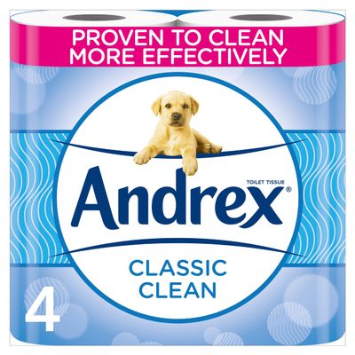 Andrex Classic Clean Toilet Paper, Pack of 4