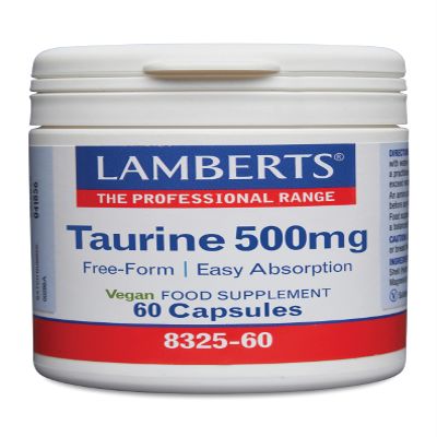 Lamberts Taurine 500mg Free-Form Amino Acid for Quick Absorption High Strength 60 Vegan Capsules