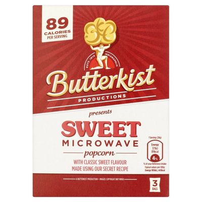 Butterkist Microwave Popcorn - Sweet (3 per Pack - 270g) - Pack of 6