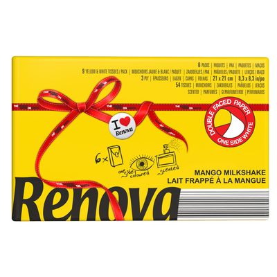 Renova Red Label Mango Pocket Tissues - 6 Packs of Aroma Mango Tissues