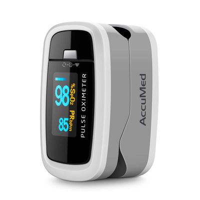 AccuMed CMS-50D1 Pulse Oximeter Finger Pulse Blood Oxygen SpO2 Monitor w/Carrying case, Landyard & Battery FDA CE Approved (White)
