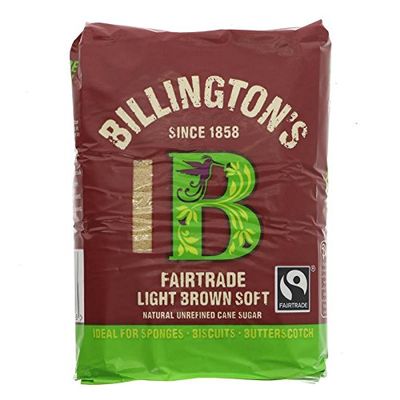 Billington's Fairtrade Natural Light Brown Soft Unrefined Cane Sugar (500g) - Pack of 2