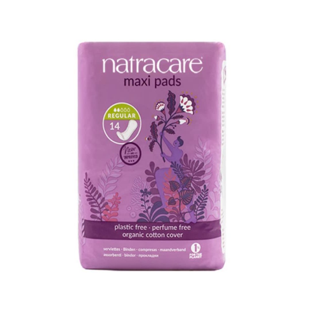(3 Pack) Natracare Natural Maxi Pads Regular Organic and Natural Without Wings | 14 Count | 42 Pads Total