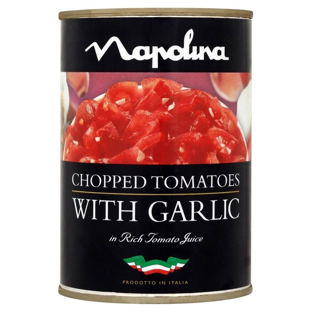 Napolina Chopped Tomatoes with Garlic in Tomato Juice (400g) - Pack of 2