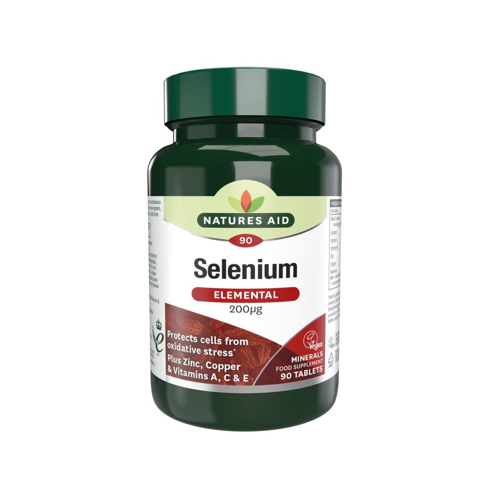 Natures Aid Selenium Tablets 200ug - High Potency Antioxidant Immune Support Supplement - Supports Thyroid Health Metabolism Wellness - Vegan Gluten-Free Non-GMO Natural Supplement - 90 Tablets