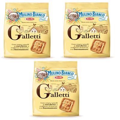 3X Mulino Bianco Galletti Italian Biscuits Cookies 350g Snack!