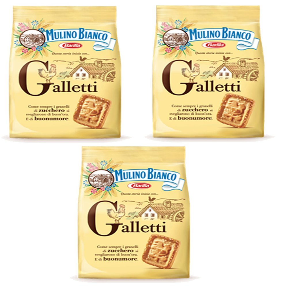 3X Mulino Bianco Galletti Italian Biscuits Cookies 350g Snack!
