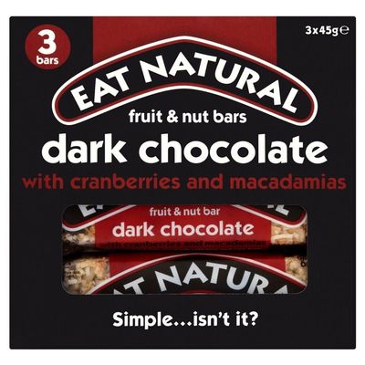 Eat Natural Dark Chocolate with Cranberries & Macadamias Bars (3x45g) - Pack of 6