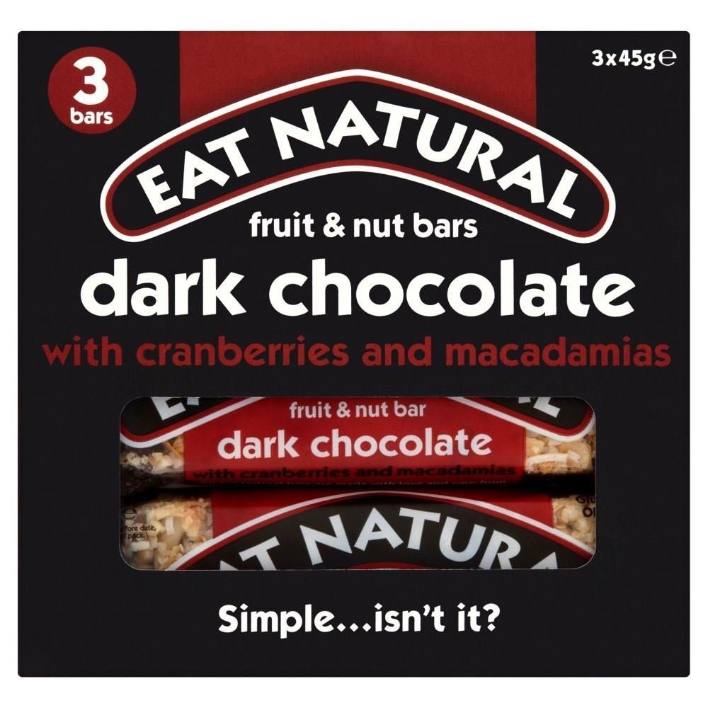 Eat Natural Dark Chocolate with Cranberries & Macadamias Bars (3x45g) - Pack of 6
