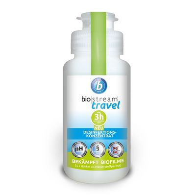 biostream Travel (250ml) Chlorine Dioxide Water Tank & Line Disinfecting, Distance, Legionella Fighting Mouthwash, Tank Cleaning Sanitiser