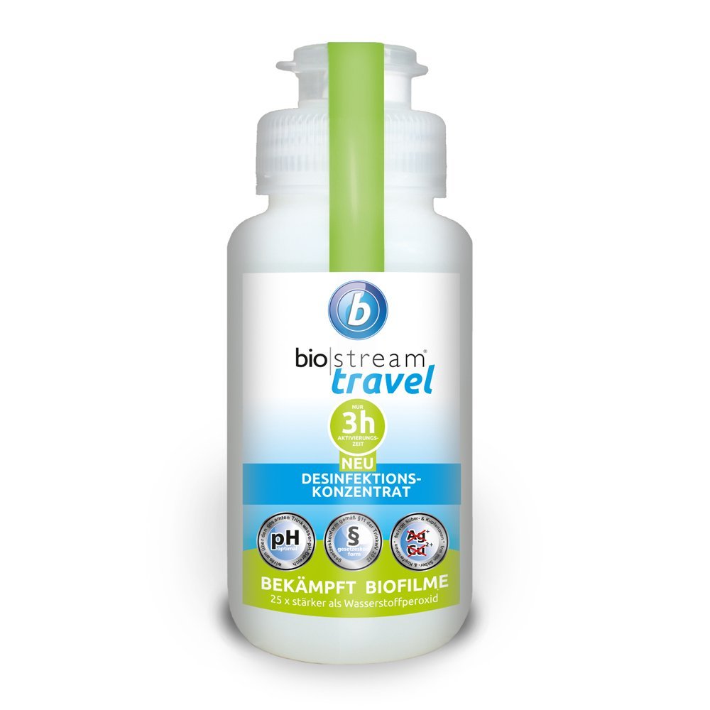 biostream Travel (250ml) Chlorine Dioxide Water Tank & Line Disinfecting, Distance, Legionella Fighting Mouthwash, Tank Cleaning Sanitiser