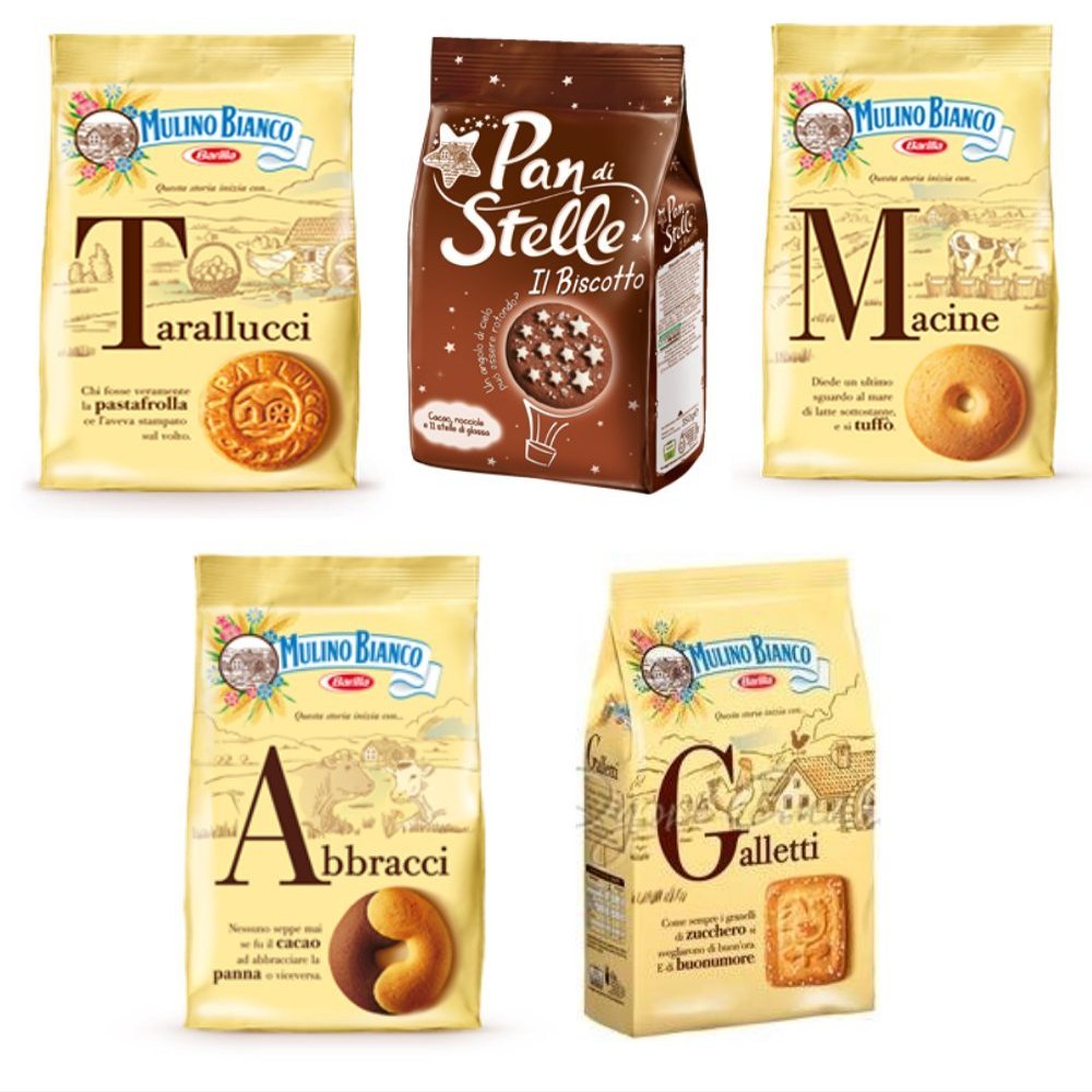 Mulino Bianco:Assorted Biscuits * Total 61.72 Ounce (1750g) * Pack of 5 [ Italian Import ]