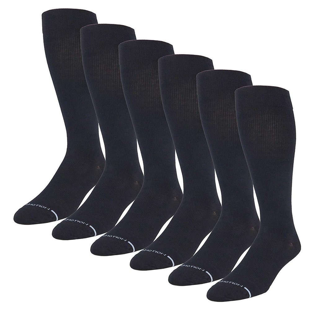 6 Pairs Pack Men's Dr Motion Graduated Compression Therapeutic Socks 8-15 mmHg 10-13 (6 Black) by Sox Market