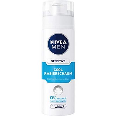 Nivea Men, 2er Cooling Shaving Foam for Men Sensitive Cool, 2 x 200 ML