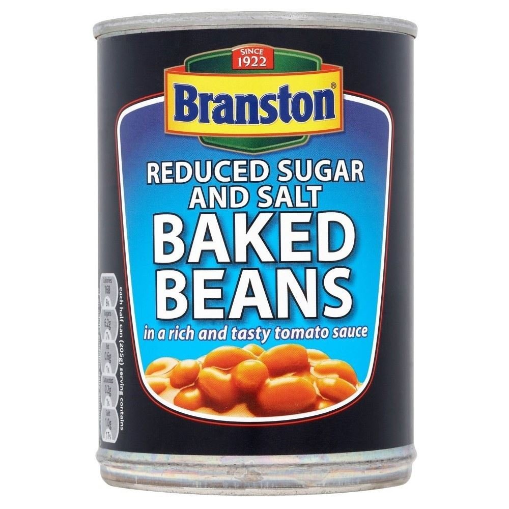 Branston Baked Beans in Tomato Sauce, Reduced Sugar & Salt (410g) - Pack of 6