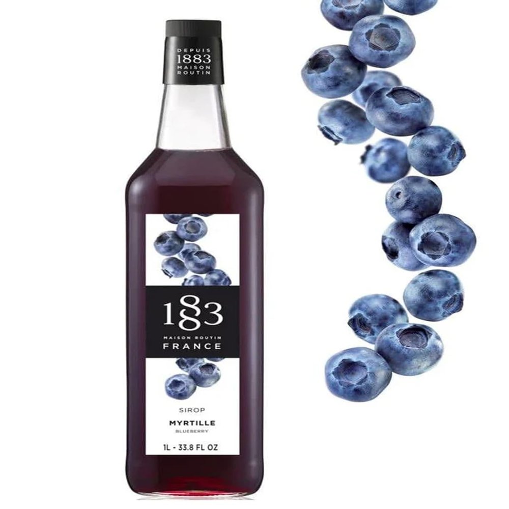 1883 Maison Routin Premium Blueberry Syrup  Natural Fruit Syrup, Perfect for Cocktails & Mocktails, Ice Tea, Smoothies, Desserts  Vegan-Friendly, Allergen-Free  1L Glass Bottle