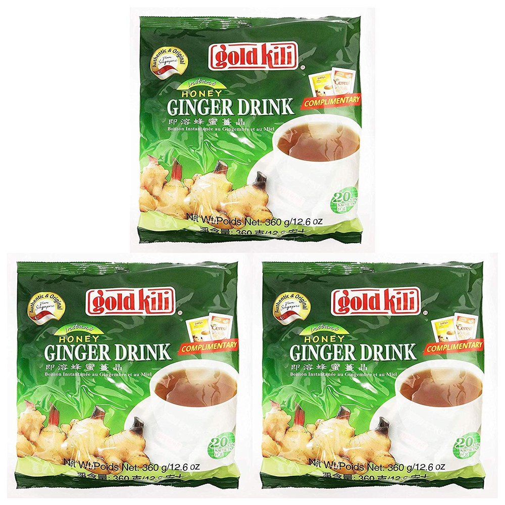 3 X Chinese Instant Ginger drink, Ginger tea Gold Kili (20 Sachets)