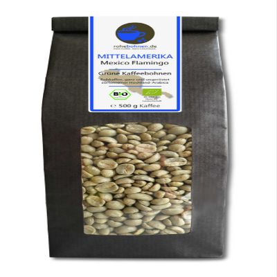 Organic green coffee beans - Arabica Mexico Flamingo (raw coffee beans, unroasted 500g) - GMP certified