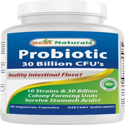 Best Naturals Probiotic 10 Strains 30 Billion Shelf Stable 60 Vcaps (60 Count (Pack of 1))