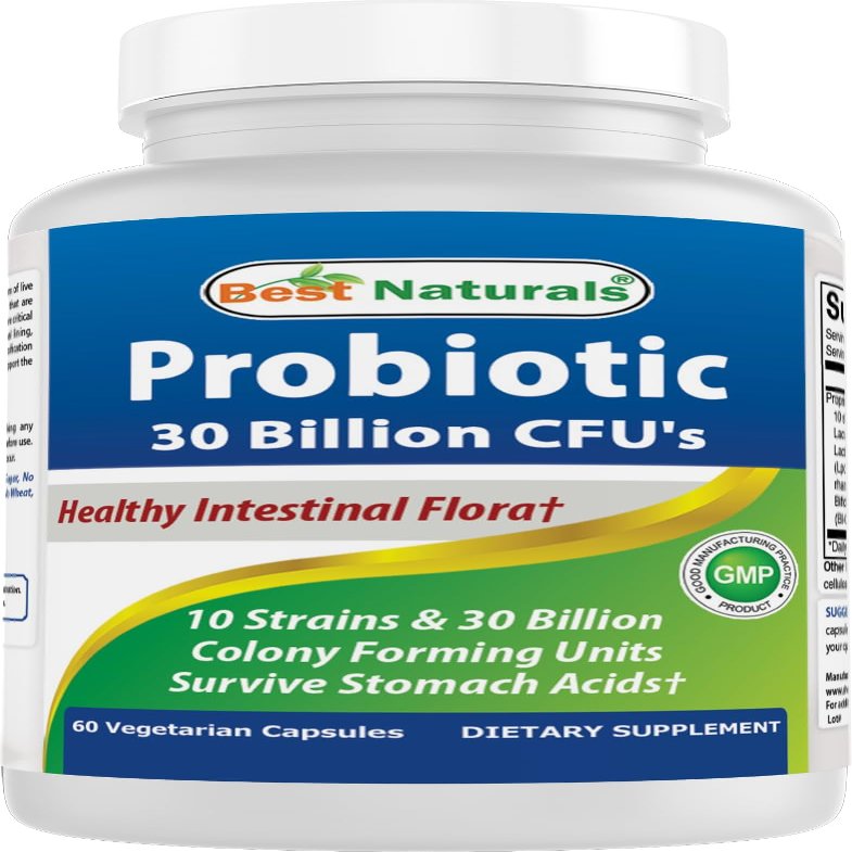 Best Naturals Probiotic 10 Strains 30 Billion Shelf Stable 60 Vcaps (60 Count (Pack of 1))