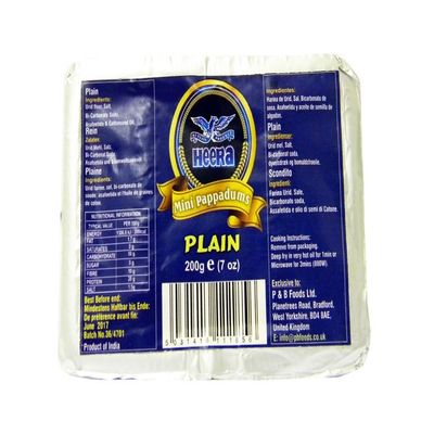 Heera - Mini Pappadums - Plain - 200g x 3