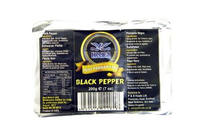 Heera - Mini Pappadums - Black Pepper Flavour - 200g x 2